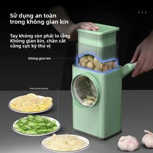1 Máy Thái Rau Đa Năng Cắt Băm Bào Nghiền Thân Thiện Với Môi Trường Bằng Thép Không Gỉ Tay Cầm Xoay Dụng Cụ Cắt Hoa Quả Dụng Cụ Nhà Bếp