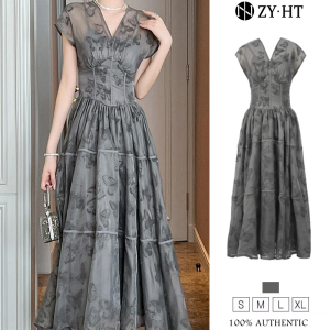 ZYHT EraVogue Womens Dresses Grey Dresses A-Shaped Dresses V-Neck Dresses Work Dresses Hiso Dresses Vintage Dresses Work Dresses Party Dresses Evening Dresses 21273