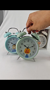 Metallic Silent Movement Alarm Clocks with Animal Designs in Blue Green White and Pink Colors