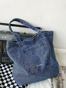 Korean INS Canvas Bag Japanese Harajuku Retro Hong Kong Style Student Ulzzang Denim Shoulder Crossbody Bag for Women