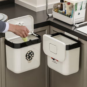 ONEKA Kitchen Trash Can With Lid Counter Top Wall Mounted Hanging Small Diaper Waste Bin for Cupboard Trash Can for Bathroom