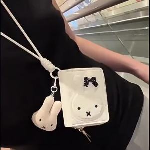 Miffy | Miffy Cartoon Pattern Simple Fashion Portable Short Coin Purse  PU Leather Anti-degaussing Multi-card Coin Wallet Birthday Gifts