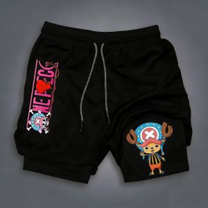 Bandai | ONE PIECE Summer Sports Shorts 2026 Mens and Womens New Anime Printed Running Speed Dry Breathable 2-in-1 Double Layer Shorts