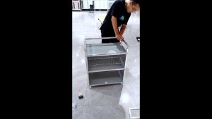 3-layer Aluminum alloy storage cabinet organizer multifunctional kitchen cabinet with Door Dish Pot Organizer