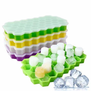 37 Grid honeycomb ice Cube mold with lid Reusable Ice Cube tray Food Grade silicone BPA-free ice maker