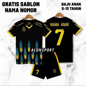 Jersey futsal kaos bola anak2 5-13 tahun gratis tambah/riques sablon nama dan nomor punggung