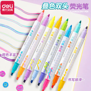 Deli Fluorescent Pen Macaron Series Dual-Head round Tip Highlighter Student Note-Taking Office Supplies Colorful Marking Pen