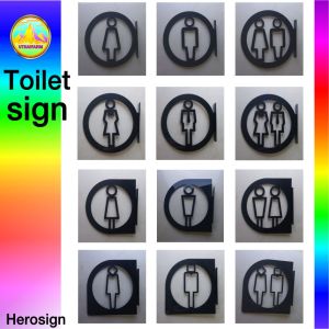 ป้ายห้องน้ำ แบบติดยื่นโชว์ 2ด้าน งานฉลุเลเซอร์ [ 196 HANGING MIX ]