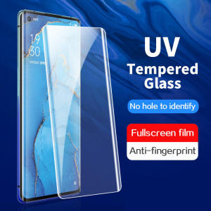 [ Fingerprint Unlock Function ] Glass for OPPO Find X X2 X3 X5 Pro Reno 11 12 10 Pro Plus + 8T 5 6 Pro 5G UV Liquid Full Cover Curved Tempered Glass Screen Protector Film
