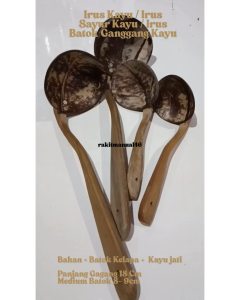 Erus Batok Kelapa / Entong Sayur / Spatula Kayu / Eros Kayu / Irus Kayu / Erus Premium