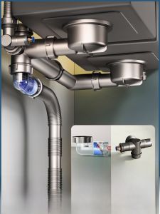 ชิ้นส่วนท่อระบายน้ำครัวอินเตอร์เฟซ Super Space สามทาง เลื่อย ช่องเดียว ช่องสอง ชุดเต็ม อุปกรณ์ท่อระบายน้ำครัว