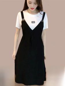 Slimming Effect Summer New Korean Style High Fashion Casual Large Size Maternity Dress Womens A-Line Midi Dress Polyester