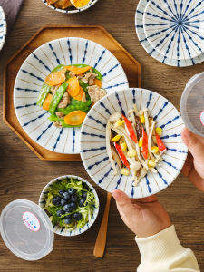 Retro Glazed Undercolor Ceramic Dish Deep Dish Cold Dish Plate Japanese Style round Shape Home Use Dining Utensils for All