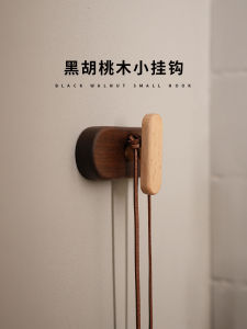 Black Walnut Wood Door Back Single Hook Coat Hanger Nordic Style Wall Mounted Bag Holder Home Decorative Hooks Vintage Mood