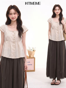 HTMEME | Lyrical Trim Squared Collar Tencel Shirt