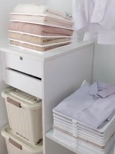 Stackable Clothing Folding Board Anti-wrinkle Board Clothes Board T-shirt Storage Organizer Convenient Creative Home Storage Clothes Neat Storage Holder