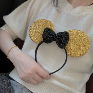 Shiny Gold Mickey Hairband Glowing Butterfly Knot Graduation Season Activity Light up Hairband Fashionable Hair Accessories