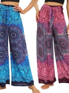 Bohemian Loose Cotton Skirt Pants Casual Ethnic Summer Drapey Loose Leggings High Waist Long Pants Knitted Wear Comfortably