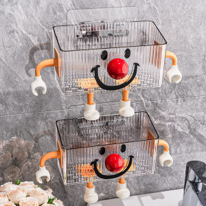 Bathroom Wall Mounted Storage Shelf Toilet Washstand Cosmetic Organizer No Drilling Required Plastic Bathroom Organizer