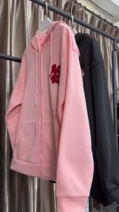 เสื้อฮู้ดกันหนาว เสื้อคลุมแขนยาว มีซิป ลายปัก ผ้านิ่ม ทรงหลวม สไตส์เกาหลี รุ่น C-C SHOP 678