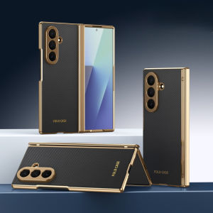 CHUBAN | Hinge Full Protection Plain Leather Case For Samsung Galaxy Z Fold 8 Ultra 7 6 5 4 3 5G Phone Covers With Front Screen Protector