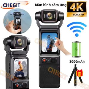 Camera Bỏ Túi Màn Hình Cảm Ứng 4K UHD Chống Rung Camera Hành Động Thể Thao Máy Ghi Hình An Ninh Di Động Với Chân Máy Mini WiFi Cho Ngoài Trời