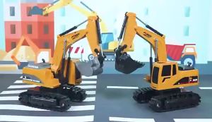 Máy xúc điều khiển từ xa Vật liệu hợp kim Xoay 680 ° Nhiều chức năng tự động Phát lại nhạc Tỷ lệ 1:20 Pin sạc Đồ chơi trẻ em ô tô điều khiển từ xa