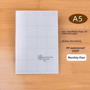 A5/B5/A4 Planner Notebook Leather Paper Cover 40 Pages Weekly Monthly Schedule Notebook Business Stationery Cultural Goods