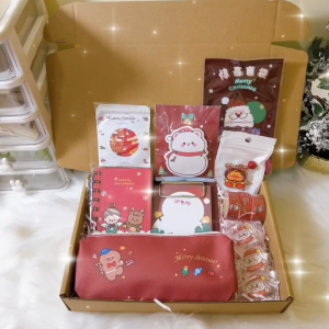 Hộp quà tặng 13 - 15 món xinh xắn theo tông màu chủ đề Giáng sinh Noel