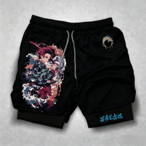 Bandai | Bandai Demon Slayer Anime Mens Double-layer Shorts 2026 Summer American Sports Cycling Loose Breathable and Fashionable Shorts