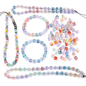 30-50pcs 7mm Glass Crystal Phantom Gradient Cube Beads for DIY Necklace Bracelet Jewelry Making