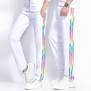 กางเกงกีฬาชาย กางเกงขายาวทรงตรง ระบายอากาศได้ดี แห้งเร็ว กางเกงขายาวสำหรับเต้นรำในสวน ผ้าไหมเกาหลีใต้ กางเกงขายาวลำลอง