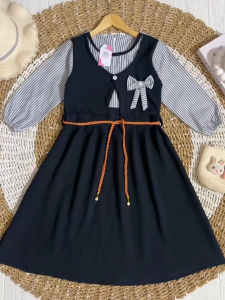 Dress Kids Baju Gamis Anak Perempuan Free Belt Usia 1-12 Tahun Bahan Crinkle