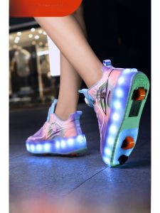 Upgraded New Walking Shoes with Brakes for Boys And Girls Childrens Roller Skates Double Wheel Four Wheel with Wheels