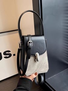French Elegant Mini Handbag Womens Fashionable Chain Bag Simple Trendy Versatile Compact Size PU Leather Shoulder Bag