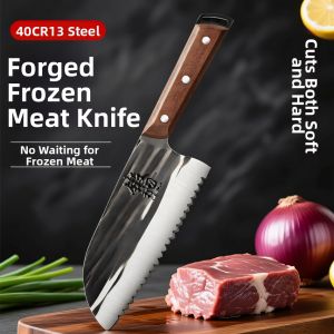 Multi-purpose Serrated Knife for Frozen Meat Raw Meat and Bread Cutting