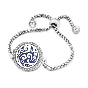 New Aromatherapy Zircon Heart Couple Bangle Adjustable Women Fashion Bracelet Essential Oil Diffuser Perfume Locket Jewelry Gift