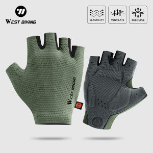 WEST BIKING Half Finger Cycling Gloves Summer Bicycle Gloves Integrated Shock Absorption Palm Cushion Breathable Mountain Bike MTB Gloves Cycling Accessories