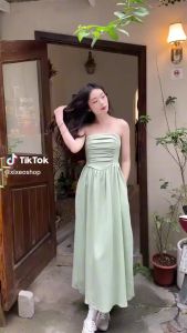 Váy cúp ngực maxi đầm dự tiệc dáng dài xếp ly lou dress AS304