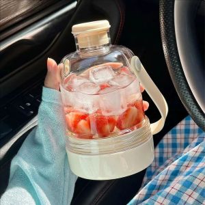 YESPERY 2 in 1 Ice Cube Water Bottle Reusable DIY Ice Maker Carry Bottle Leak-Proof Portable Ice Cube Bottle with Handle for Student Office Outdoor Use