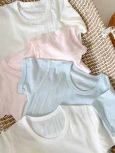 Pure Cotton Short Sleeve T-Shirt Childrens Basic Solid Color Breathable Summer Top A-Class Safety 2-Pack Seamless Vest Strap