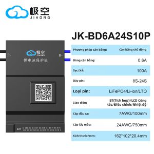 Hệ Thống Quản Lý Pin Cân Bằng Chủ Động JIKONG JK BD6A24S10P Dành Cho Pin Li-Ion Lifepo4 100Ah Với Cấu Hình 8S-24S Bảo Vệ Quá Tải/xả Quá Mức & Ngắn Mạch