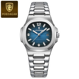 POEDAGAR Square Luxury Ladies Wristwatch Luminous Waterproof Stainless Steel Date Watch For Woman Fashion Quartz Womens Watches