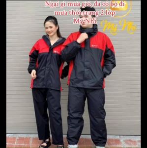 Bộ quần áo đi mưa 2 lớp Mỹ Nhi thiết kế thời trang gọn nhẹ chống nước cản gió