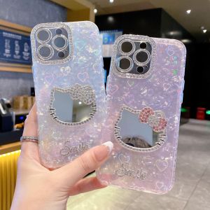 กระจกเคสโทรศัพท์ IMD ฟิล์มเลนส์เพชรแบบผูกโบว์3D ในตัวพร้อมสร้อยข้อมือสำหรับ iPhone 11 12 1314 15 16 17