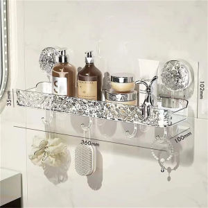 Water Ripple Suction Cup Storage Rack Movable Bathroom Punch-free Storage Holder Light Luxury Style Shower Storage Organizer