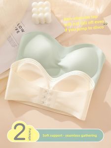 เสื้อชั้นในเกาะอกไม่มีสายคล้องไหล่ไร้ตะเข็บเสื้อชั้นในกันโป๊แบบมองไม่เห็นเกาะอกกันลื่นดันทรงอกเล็กแบบบางใส่ช่วงฤดูร้อนสำหรับผู้หญิง