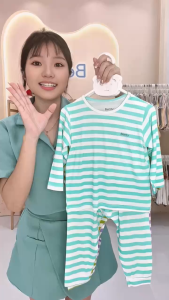 Bộ đồ dài trẻ em BENTY cài vai sọc ngang lớn  vải By rayon mềm thoáng mát cho bé mặc đi chơiđi học