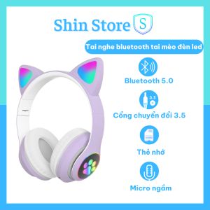 Tai nghe mèo 23M bluetooth 5.0 chụp tai không dây có mic hỗ trợ cổng jack cắm 3.5mm - SHINSTORE