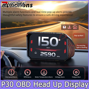 RYSJM | P30 HUD Car OBD New Head Up Display Speedometer Smart RPM Meter Water Temp Alarm for Car Truck SUV RV Speed Voltage Display